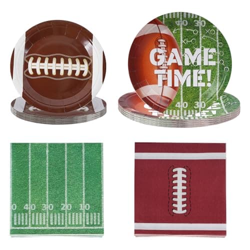 baotongle 160pcs Football Party Supplies Kit Serve 40 Includes Touchdown Dinner Plates Dessert Plates and Napkins for Football Birthday Party Football Game Day Tailgate Party Decorations