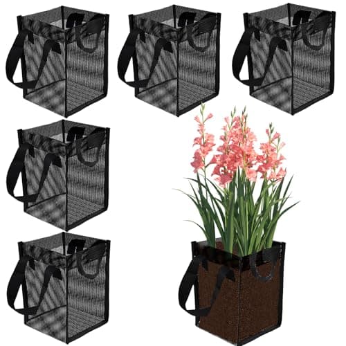 6PCS Mesh Aquatic Pond Plant Baskets, 1Gallon Pond Planting Bags Reusable Aquatics Planter Pot Water Lily Growing Container with Handles for Lotus Bog Plant Garden Terrestrial Plants, 5.9x5.9x7.9 Inch