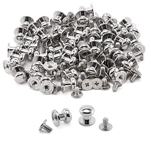 TiSuit 50 Sets Chicago Screws Round Head Button Cross Screw Stud Rivet for DIY Craft Leather Repairs Decoration Accessories Silver8mm
