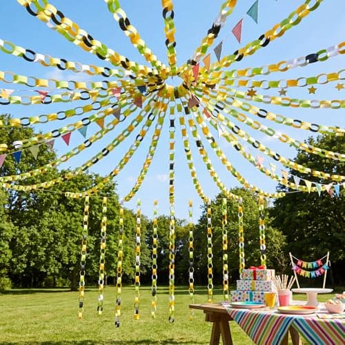 Lincia 600 Sheet Paper Chain Garland Strips 1x8 Inch with Double Sided Tape DIY Construction Paper Chains for Birthday Wedding Holiday Party Decorations Crafts Supplies Black Gold