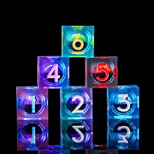 6 Pcs D6 DND Dice Dragon Eye 18mm Liquid Core 6 Sided DiceColored Dice Set Resin Sharp Edge DD for Dungeons and Dragons RPG Board Games