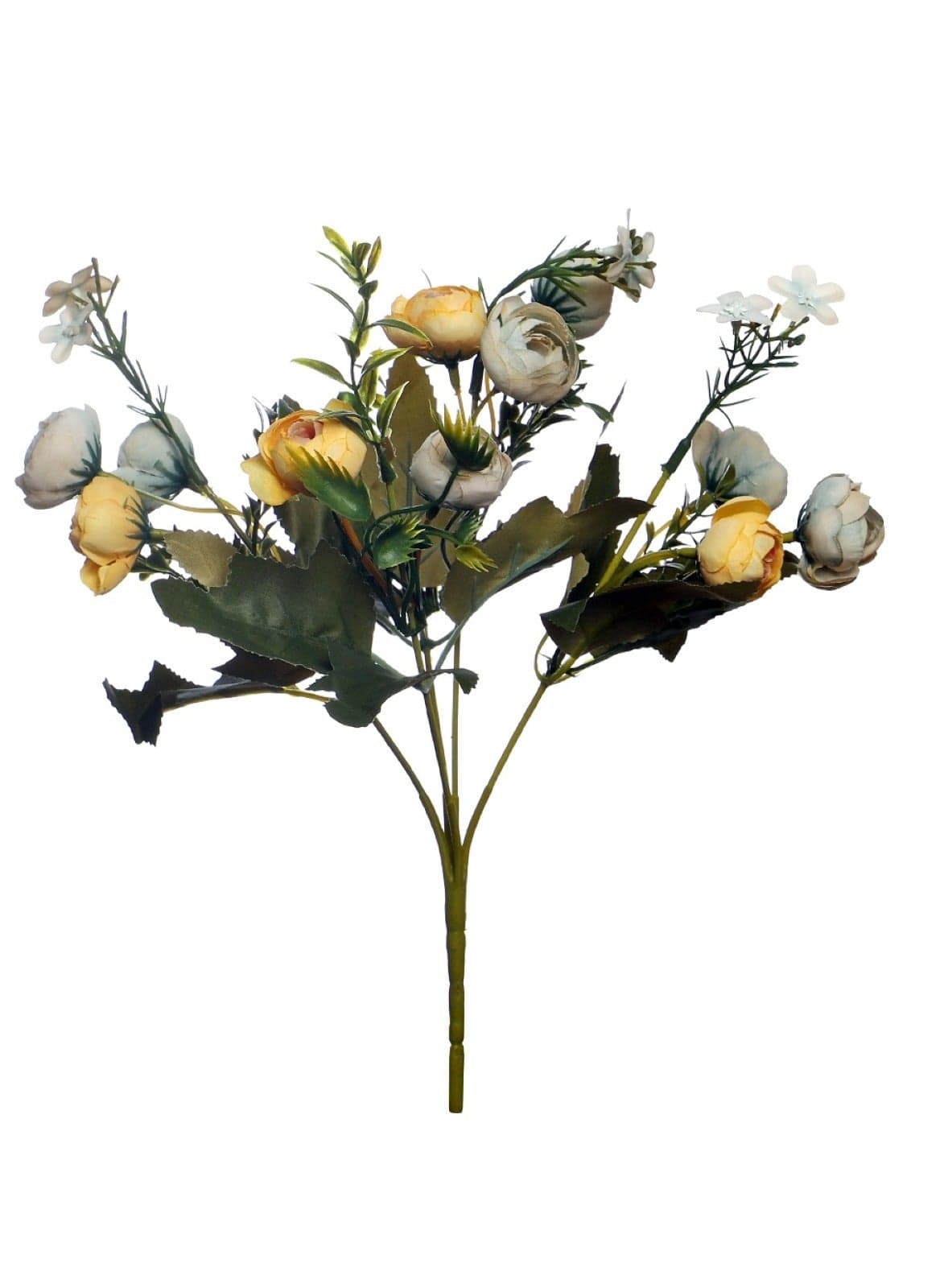 Petite Bloom: Mini Artificial Peony Flowers Bouquet White Orange