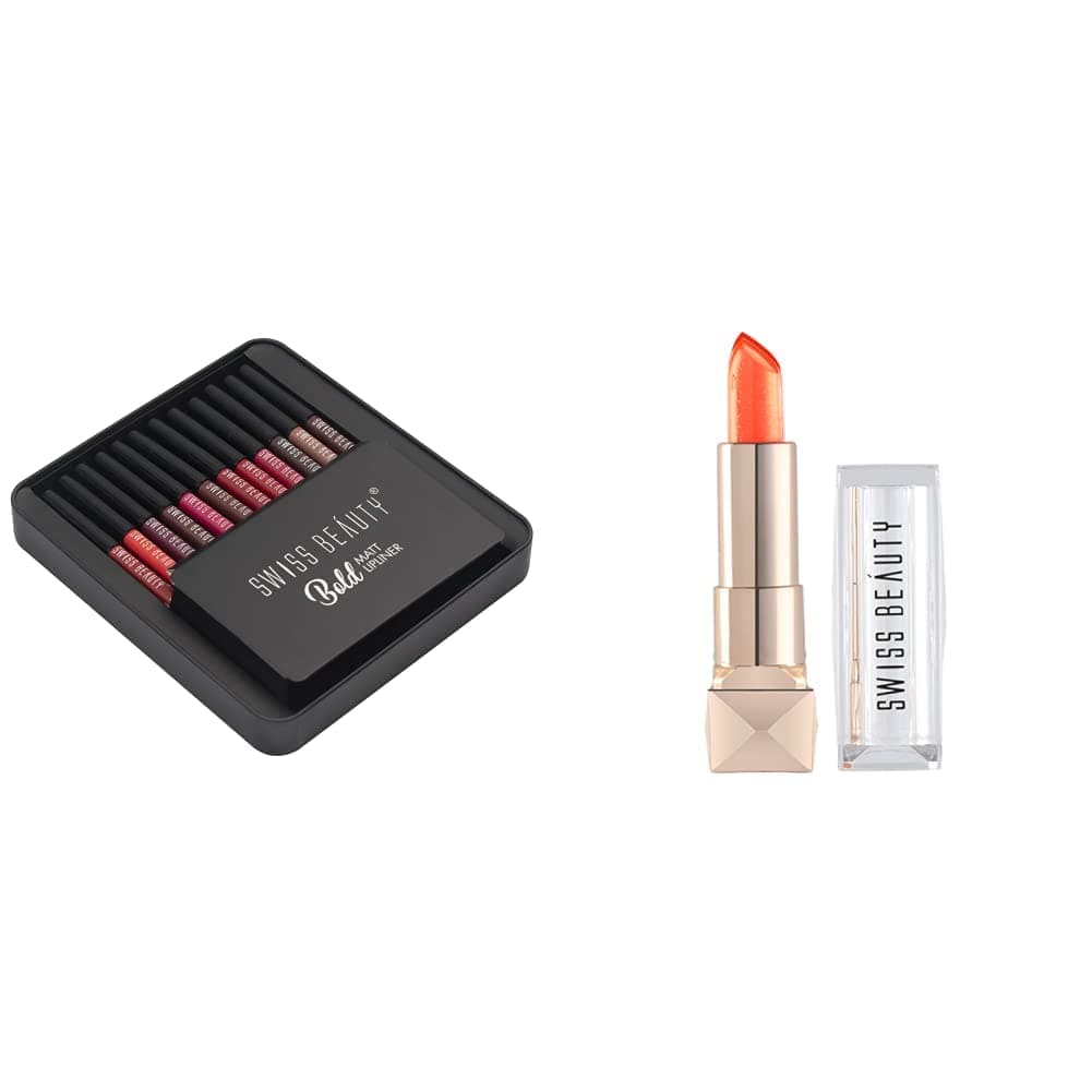 Swiss Beauty Bold Matte Lipliner Pencil 12 Multi Color 18g Pack of 12 Swiss Beauty glitter Color Changegel Lipstick Red03 3g
