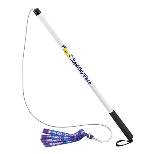 Squishy Face Studio Flirt Pole V2 with Lure Durable Dog Toy for Fun Obedience Training Exercise PurpleBlue Tie Dye Regular 36 inch