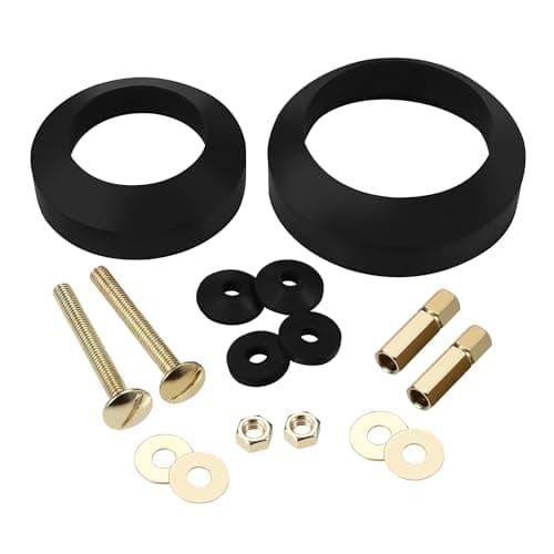 Universal Toilet Tank to Bowl Bolt Gasket Replacement Kit Tank Repair Kit Includes 2 3 Rubber Seal Gaskets ExtraLong Brass Plated Bolts Washers Nuts Fits Most 2Piece Toilets