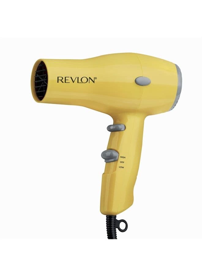 Revlon Compact Hair Dryer | 1875W Lightweight Design, Perfect for Travel, (Yellow)