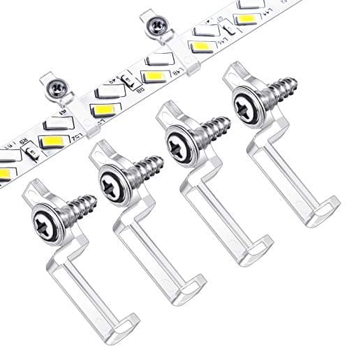 Mudder 200 Pieces LED Strip Light Clips Mounting Bracket, One Side Fixing Clips with 200 Screws for 10 mm Wide Non Waterproof 3528/5050 LED Light Strip (Transparent)