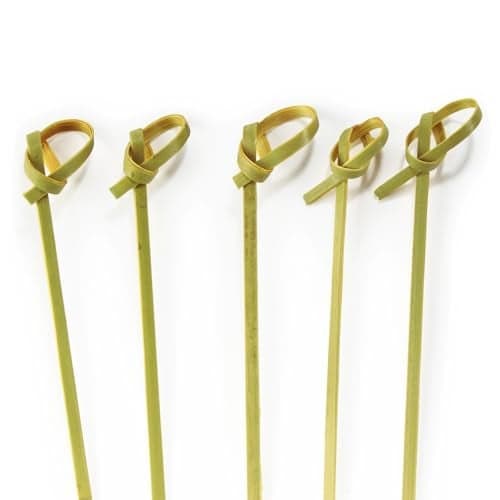 BambooMN 2.6" Bamboo Green Knot Food and Cocktail Skewer Picks - 300 Pieces