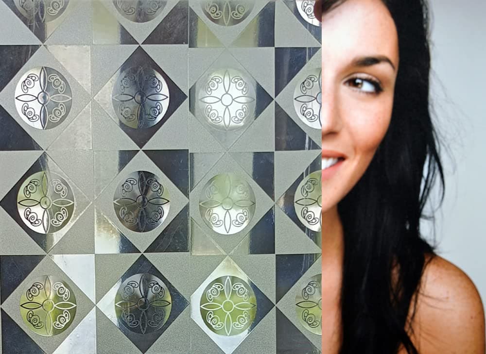SIA VENDORS? 3D Multiple Window Privacy Film Frosted Removable Glass Door Film for Bathroom Home Office Static Cling Heat Control Window Decals Window Stickers (12 X 48 INCHES, Rangoli Flower)