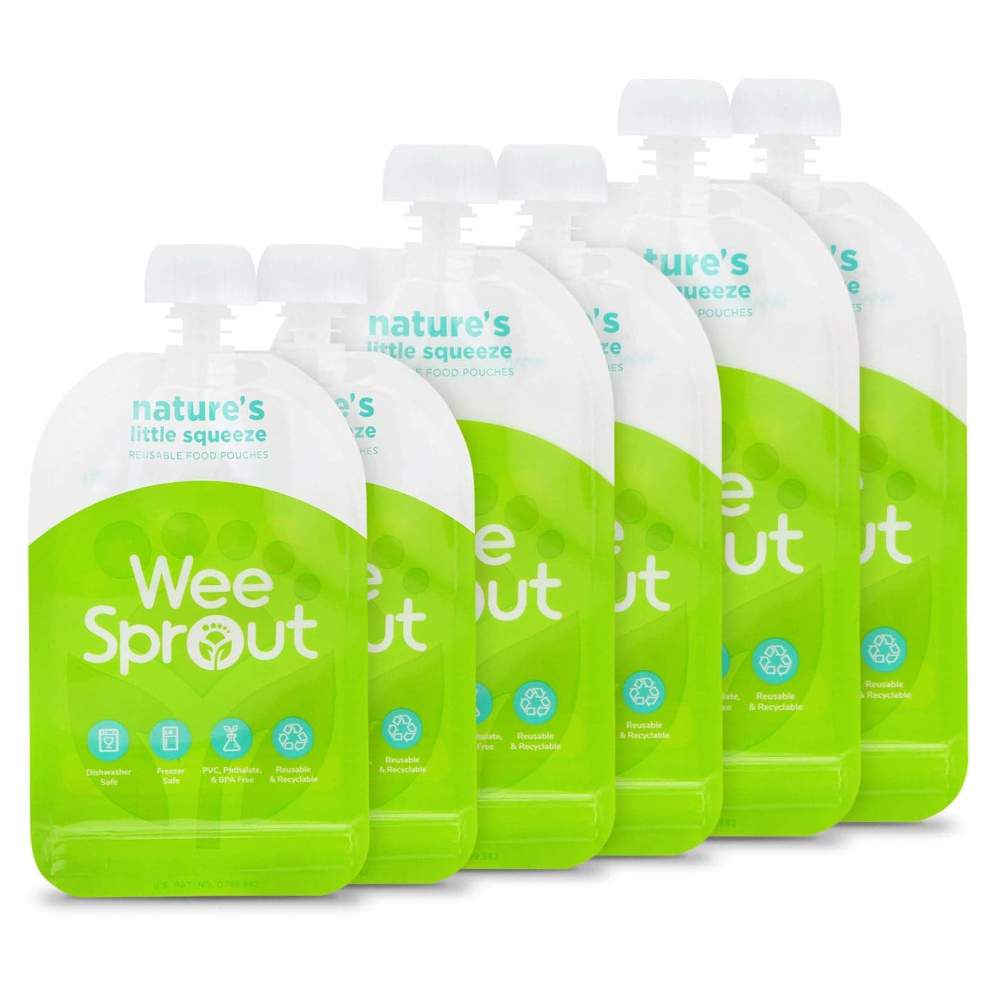 WeeSprout Double Zipper Reusable Food Pouches Green Variety