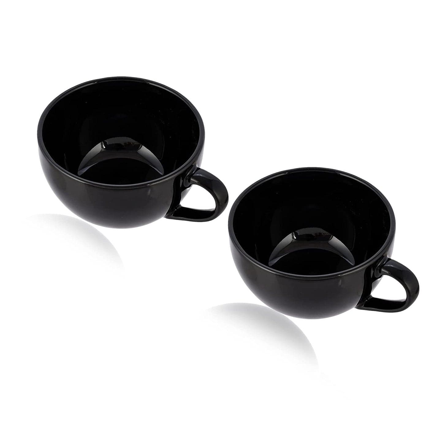SkyKey Porcelain Stackable Cappuccino Lattee Coffee Cups Pack of 2 Black