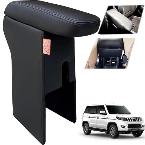 WolkomHome Car Armrest with Storage Box & Soft Cushion Pad Only for BOLERO NEO/Luxury Arm Rest Black Color