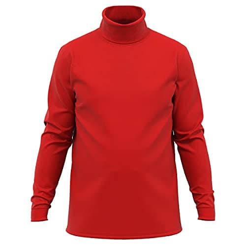 Maks Mens Casual Cotton Turtleneck Pullover Sweater Interlock Knit Combed Super-Soft Sweater Red