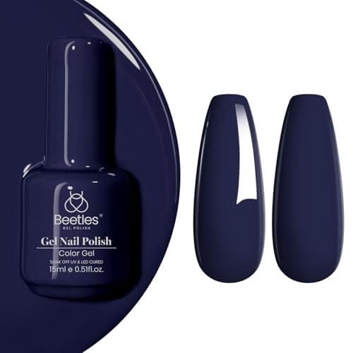 Beetles Blue Gel Nail Polish 15ML Midnight Navy Blue Gel Polish Soak Off LED UV Lamp DIY Decoration Manicure Art Design Salon at Home for Women