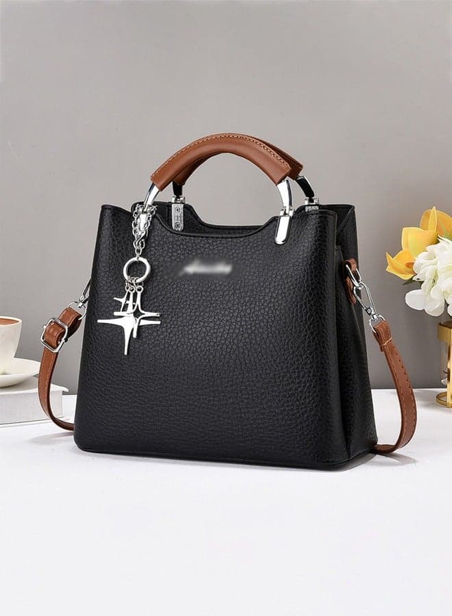 Ladies' Shoulder Bag,Ladies' Crossbody Bag,Large Capacity Handbag,Soft Leather,Simple and Versatile,Suitable for Commuting,Black