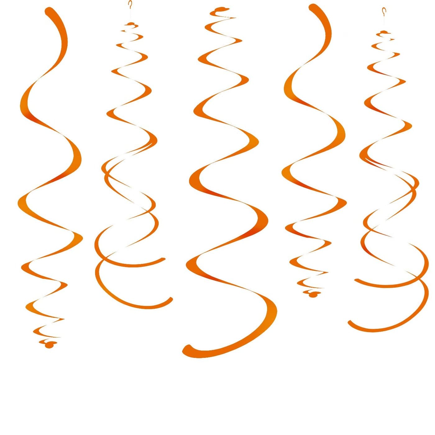 WEVEN Orange Party Hanging Swirl Decorations Plastic Streamer for Ceiling Pack of 28