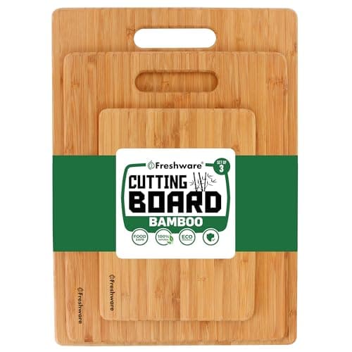 Bamboo Cutting Boards for Kitchen Set of 3 Wood Cutting Board for Chopping Meat Vegetables Fruits Cheese Knife Friendly Serving Tray with Handles