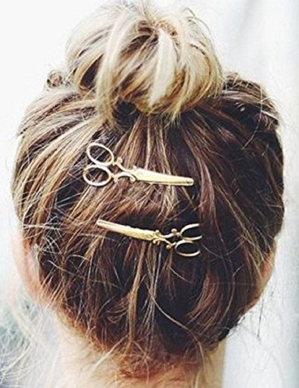 Leiothrix Hot Alloy Golden Scissor Hair Clips for Women and Girls Apply to Any Occasion Two PCS in One Package