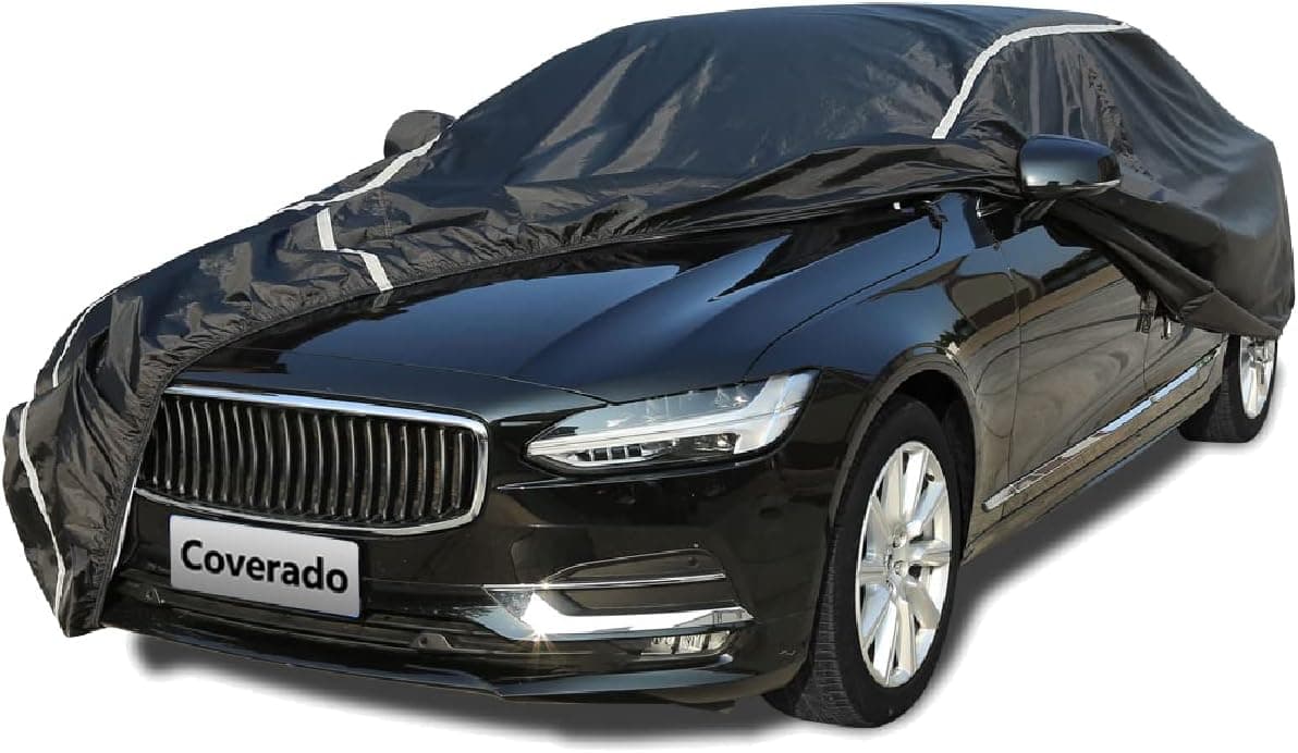 Coverado Waterproof All Weather Car Cover with Zipper Door for Sedans 170-190 inches