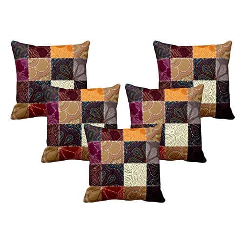 TheYayaCafe Velvet Cushion Covers Set of 5 — 16x16 Inches (40x40 cm) — Double Side Print, Invisible Zip — Multicolor Sofa Throw Pillow Covers