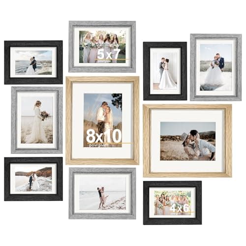 Povrgive Picture Frames Set of 10, Picture Frames Collage Wall Decor with 8x10 5x7 4x6 Frames in 3 Different Finishes