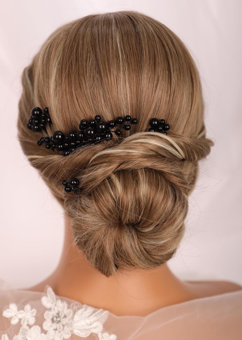 Kercisbeauty 5pcs Black Beads Hair Comb Pins Set Vintage Wedding Bridal Hair Styling Jewelry Women Girls Prom Dancing Ball Gothic Party Hairpiece