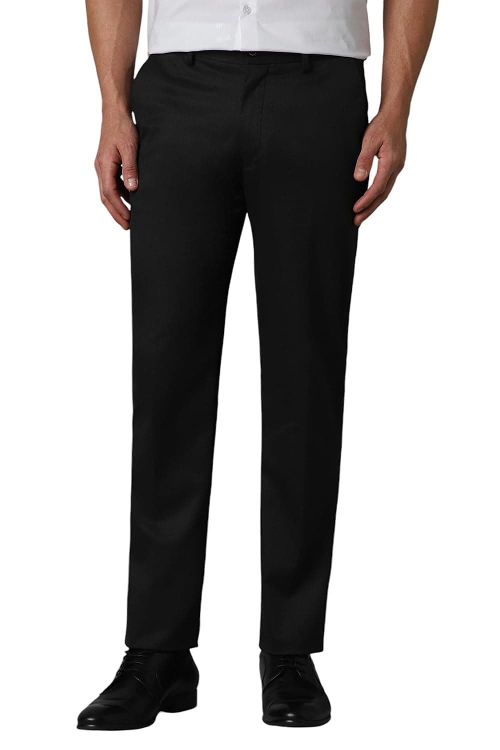 Louis Philippe Men's Slim Mid Rise Pants (LPTFMSLBM90766_Charcoal, 34
