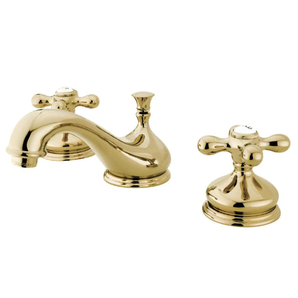 Kingston Brass KS1162AX Heritage Widespread Lavatory Faucet with Metal Cross Handle Polished Brass8Inch Adjustable Center