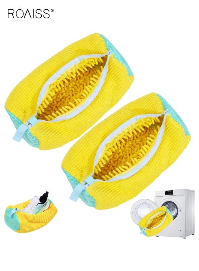 2PCS Shoe Washing Machine Bag,Cleaning Bag for All Shoe Types ,Laundry Shoe Bag for Washer and Dryer Anti-Deformation Washing Bags, A Lazy Person's Must-Have Gadget Yellow