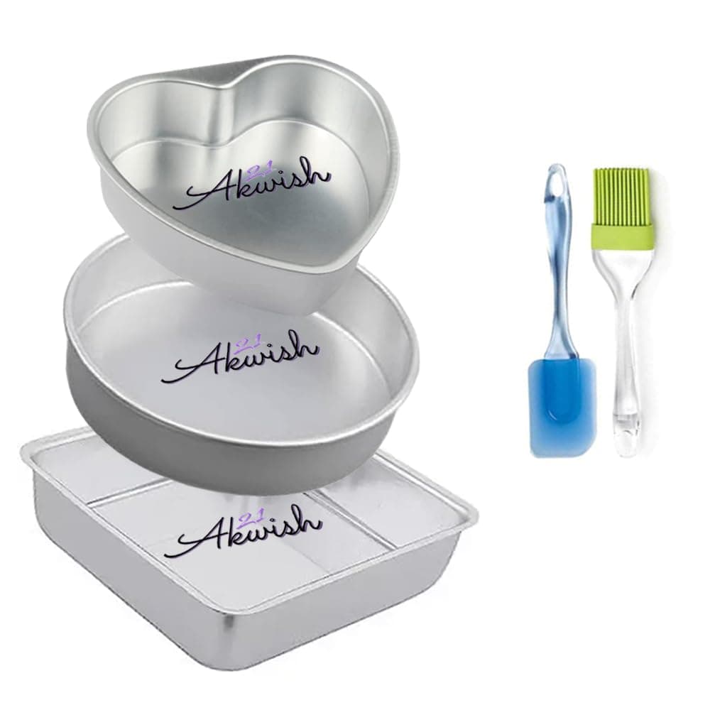 Akwish Aluminium Heart Round Square Shape Cake Mould Pan Tin HeartRoundSquare Shape Aluminium Cake MouldCake panCake tin
