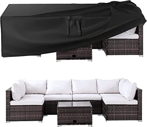 Ruimoy Patio Furniture Covers Outdoor Furniture Cover Waterproof General Purpose Outside Table and Chair Covers Heavy Duty 600D 86 Inch L x 44 Inch W x 278 Inch H