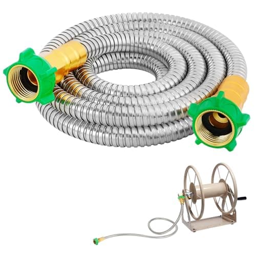 Female to Female Leader Hose for Hoses Reel 10ft Metal Leakproof Short Garden Hose Connector Heavy Duty 304 Stainless Steel Flexible Water Pipe for Outdoor Garden Watering Car Pet Cleaning
