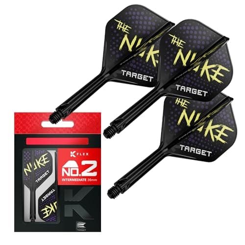 Target Darts Luke Littler K Flex Flights and Shaft System, No.2 (Intermediate, 26mm) | Pack of 3 Kflex All in One Flights, The Nuke Player Edition Darts Accessories | K-Flex Dart Stem