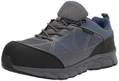Propét Men's Seeley II Composite Toe Work Shoes, Grey/Blue, 10 Medium US