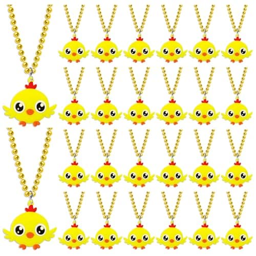 KeeStar 24 Pack Chicken Necklace Party Favors for Animal Themed Party Decorations Farm Baby Shower Birthday School Carnival Rewards Photography Props Classroom Prize
