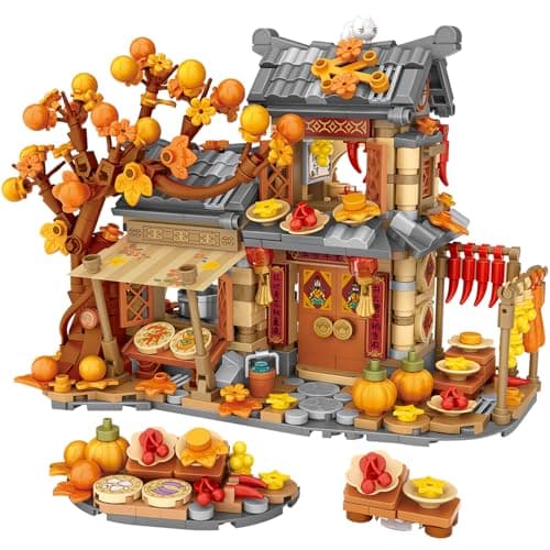 MEIEST Autumn House Building Blocks SetChinese Style Particle Construction Building Bricks ToyHarvest Season Home Decoration