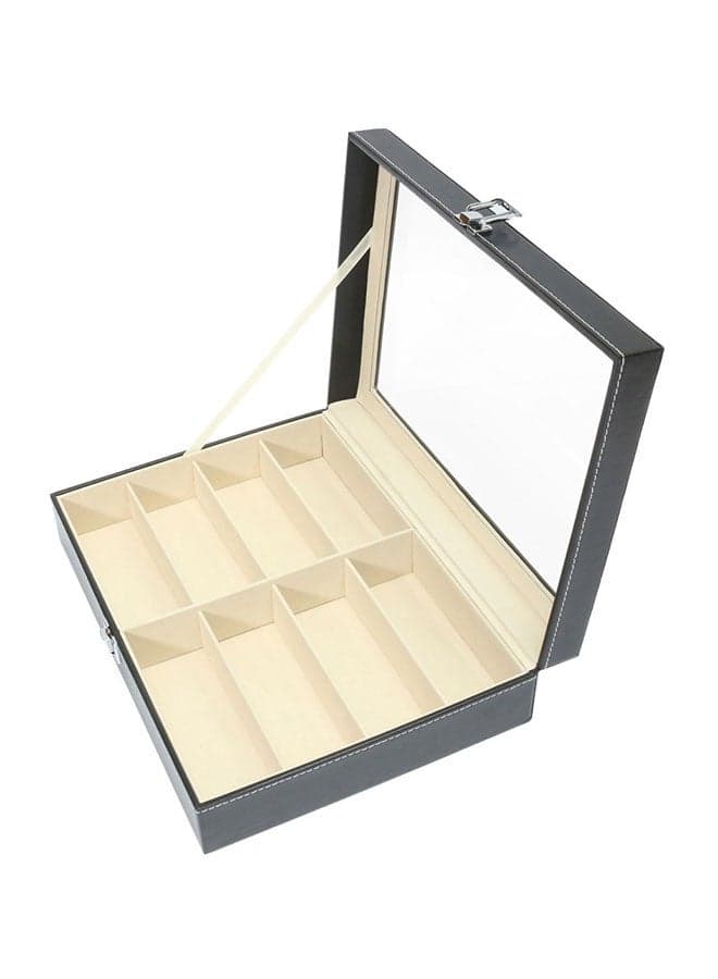 8-Grids Sunglass Display Organizer Case With Lock Black