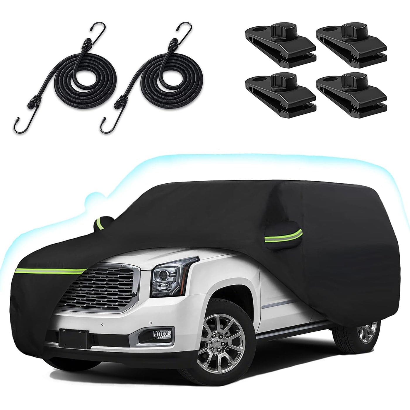 6 Layer Car Cover for 20072025 Chevy SuburbanGMC Yukon XLCadillac Escalade ESV Waterproof AllWeather Protection Suburban Full Car Cover with Door Zipper Cotton Lining Black