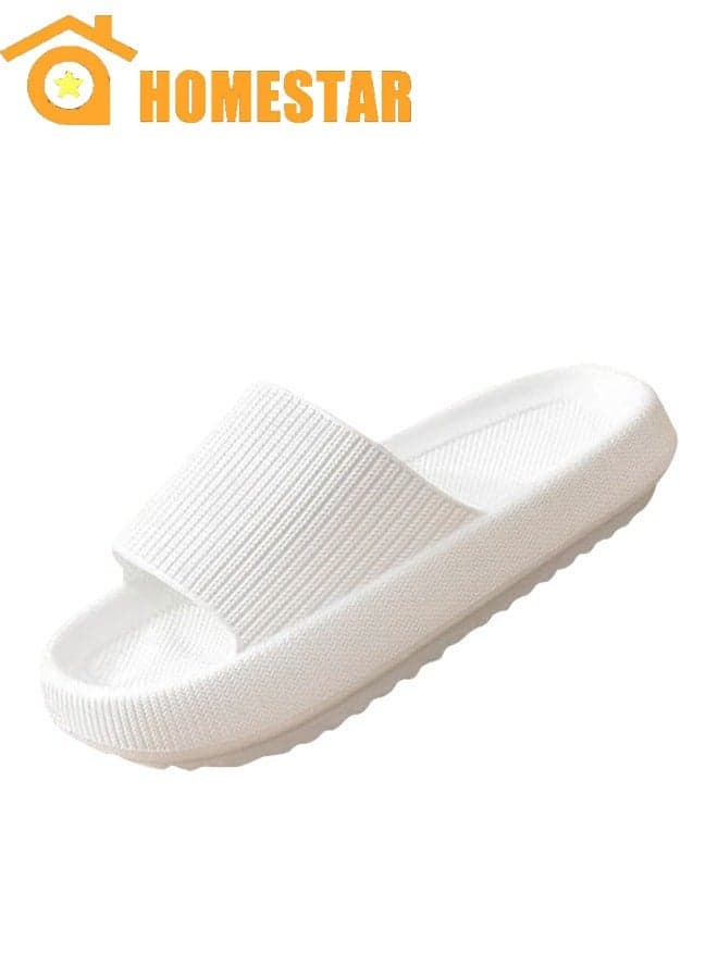 Household Slippers, Women Non-Slip Bathroom Slip, On Thick Bottom, Soft Bottom, Bathroom Shower Slippers, White