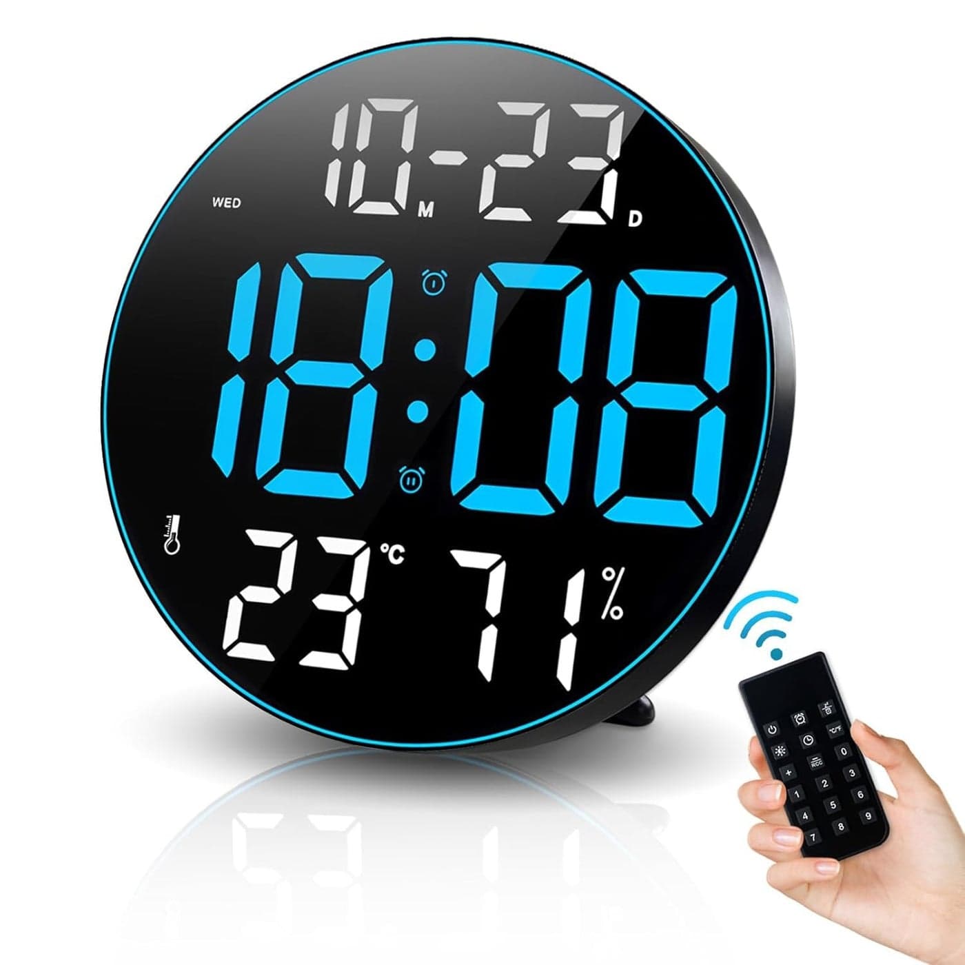 EXOMOON 12 Inch Digital Wall ClockDigital Clock Large Display with Remote ControlMulticolor
