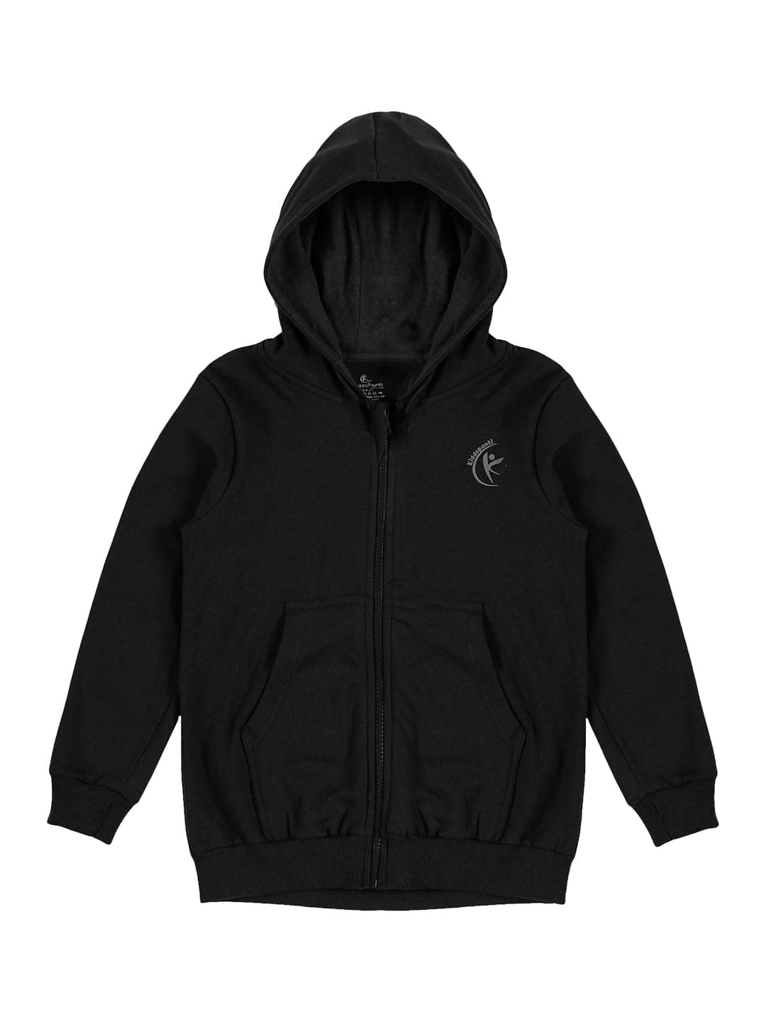 KiddoPanti Solid Full Sleeve Zip Front Open Hooded Sweatshirt, Black, 3-4Y