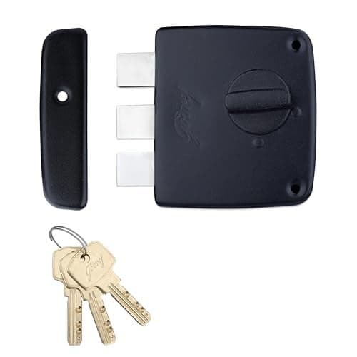 Godrej Tribolt Compact 1CK DB | Triple Bolt Lock for Main Doors | 21mm Deadbolt | 60mm Backset | 3 Reversible Keys | 3-Bolt Locking | Textured Black Finish | 5 Year Warranty