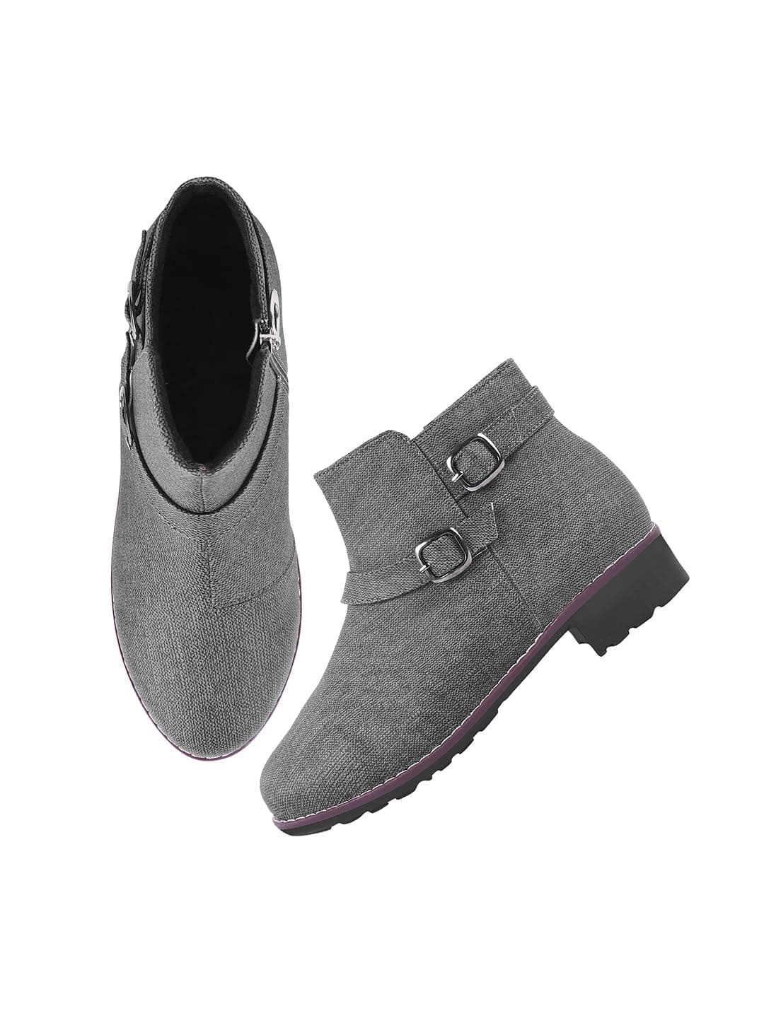 SELFIEE Ankle Length Boots Classic Design Alluring Boots for Womens & Girls Grey