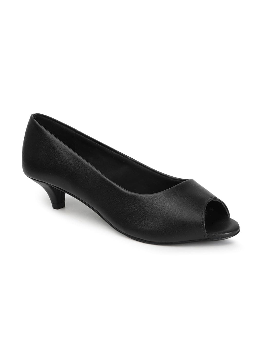 Carlton London Women Black Stylish Slip On Shimmer Peep Toes Fashion Sandals for Casual use, Outdoor, Party and Holidays with Kitten Heels (38)