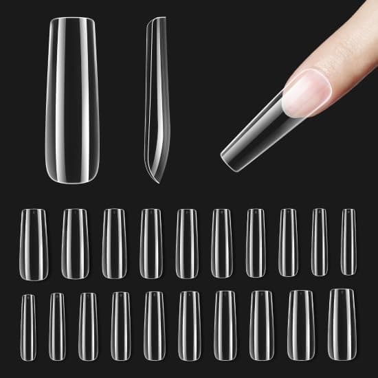 Beetles Gel Nail Kit Gel Nail Tips 500Pcs Preshaped Long Square Gelly Tips Clear Press on Nail Tips Full Cover False Nails for Gel Art Soak Off Nail Extensions Acrylic Nails Women Gifts