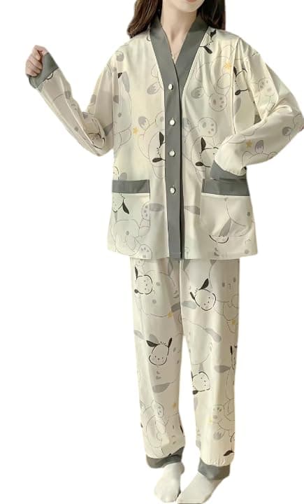 Celary Korean Style Women’s Night Suit|| Cute Printed Pajama Set with Long Sleeve Top & Pants|| Cotton Loungewear||Winter Night Dress|| Full Sleeves with Front Buttons