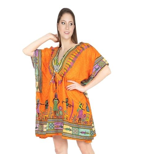 Cigain Women Sleepwear Beach Gown Nighty Dress Maxi Short (Orange)