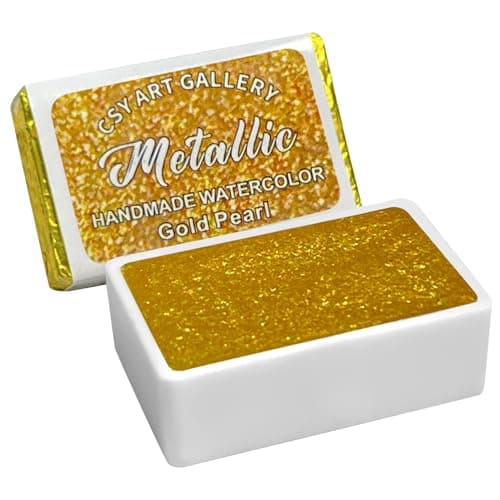 CSY art gallery Handmade Watercolors Metallic Glitter Paints Gold Pearl Full Pans Premium Pigment Water Color for Artists Students Hobbyists Calligraphers
