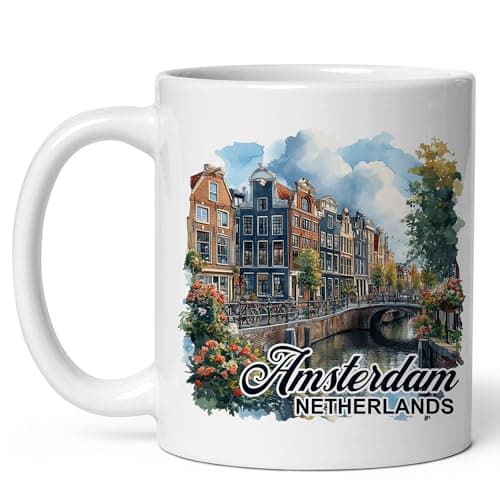 Amsterdam Netherlands Ceramic Coffee Mug 11oz Venice of the North – Tea Coffee Mug with Comfortable Grip – Unique Travel Gift Cup for Office or Home – Vibrant Long-Lasting Print ID44991