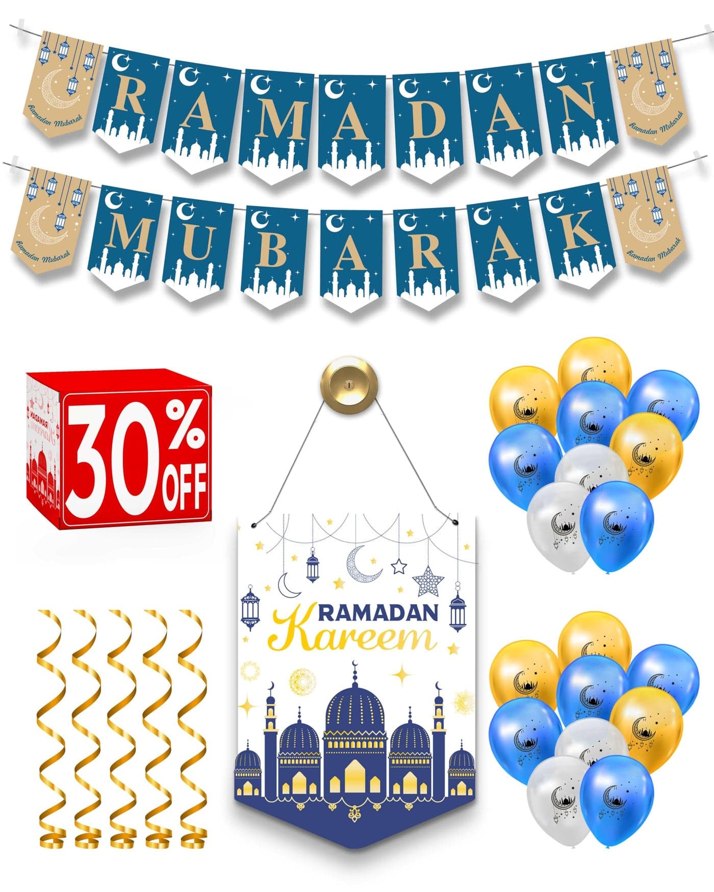 OLEEK Ramadan decorations for home 2025 set ramadan wreath 2 Ramadan banner 18 Ramadan balloons Ramadan decor Ramadan gifts Ramadan decorations Ramadan mubarak banners